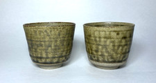 Vintage Handmade Ceramic Yunomi Tea Cups-Set of 2