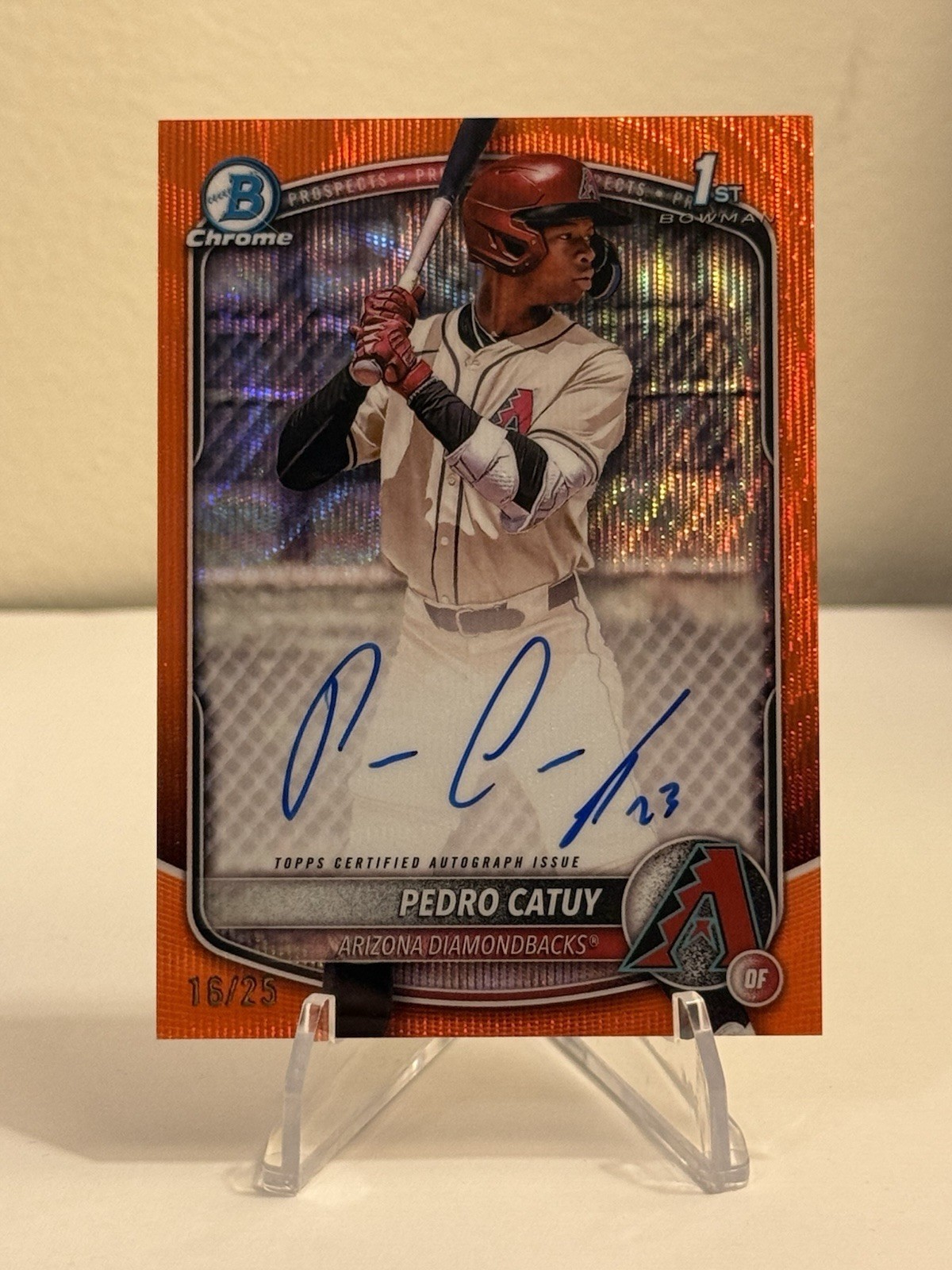 2025 Bowman Chrome PEDRO CATUY  1ST Orange Wave Refractor AUTO /25 DIAMONDBACKS