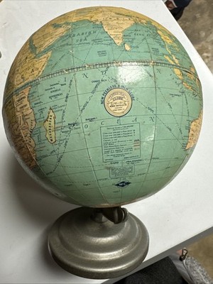 Vintage 8 Inch Standard Globe made by Replogle Globes 1940-1950's