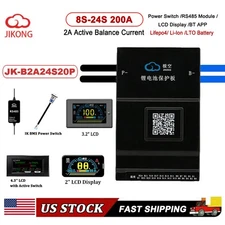 JK Smart BMS 8-24S 200A Lifepo4 Li-Ion Battery w/2A Active Balance RS485 LCD Lot