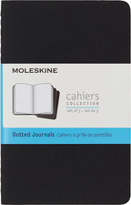 Cahier Journal, Soft Cover, Pocket 3.5" x 5.5" Dotted, Black, 64 Pages Set of
