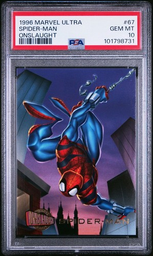 Spider-Man 1996 Marvel Ultra Onslaught #67 gema como nueva PSA 10 *POP 1* - Imagen 1 de 2