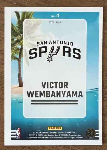 2024-25 Panini Donruss Optic ~ Victor Wembanyama ~ #4 Splash Holo Silver Prizm - Picture 2 of 2