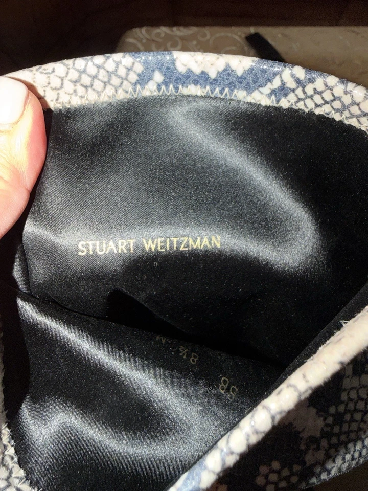 Botas hasta la rodilla Vinnie de cuero estampado de serpiente talla 8,5 elásticas Foto 4 de 4