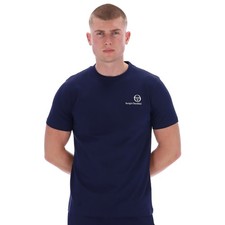 Sergio Tacchini Mens Crew Neck Short Sleeve Felton Tennis T Shirt Top Navy Blue