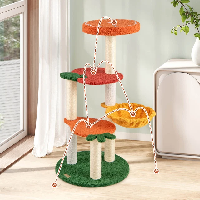 Multi-level Cat Tree Cute Fruit World Cat Tower w/ Fruit-shaped Platforms