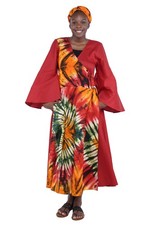 African Long Wrap Dress   100 Cotton with Pockets  Matching Headwrap