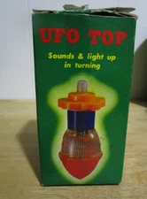 Vintage SILVESTRI UFO Spinning Top in Box Sounds & Lights up Spaceship Toy WORKS