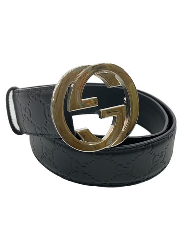 GUCCI Leather Belt, Black, Men's, 493075