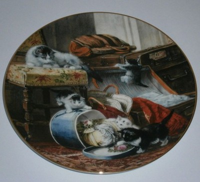 Sammelteller The Victorian Cat Mischief with the Hatbox Katzen Wandteller Deko