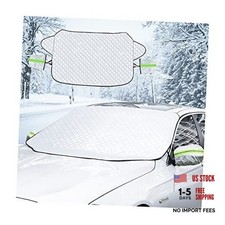 Car Magnetic Windshield Snow Cover, 4 Layers WAaterproof Windproof Silver
