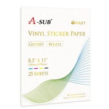 25 Sheets Vinyl Sticker Paper for Inkjet Printer - Glossy Printable Vinyl 8.5...
