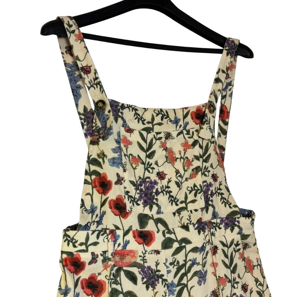 Mono con tirantes ligero floral de pana pierna ancha marfil XL Boho Foto 2 de 4