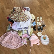 Lot Of 45 Vintage Mixed Size Doll Clothes Dresses Bonnets Outfits Shoes