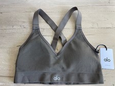 NWT Alo Seamless Ribbed Favorite Bra With Pads Size Small - Olive MSRP 78