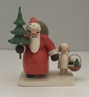 Wendt & Kuhn German Santa w Angel figurine Christmas Bag and Basket 3.25 SALE!