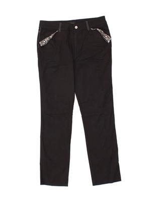 ROCCOBAROCCO Womens Slim Casual Trousers IT 48 XL W36 L29 Black Cotton AL09