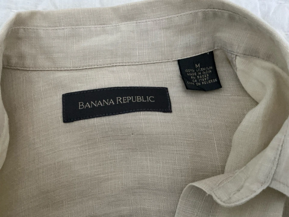 Camisa Banana Republic Para Mujer 100% Lino Cuello Crudo Salvia Neutra Talla M Nueva Foto 4 de 4