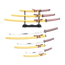 3 Pc Yellow Dragon Japanese Katana Samurai Sword Set Carbon Steel Blade Bushido