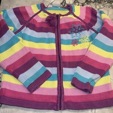 Hanna Andersson Size 10/140 Striped Multi Color Zip Up Snowflake Sweater