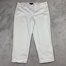 Talbots Women 16 Signature Ankle Crop Pants White Summer Vacation Work Casual