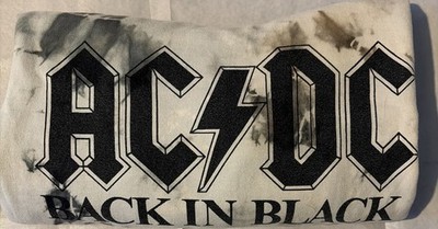 AC/DC  Hoodie Black and White Tie Dye, Size Large unisex