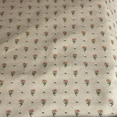 Small White Red Floral Design Upholstery Fabric - Image 1 of 2