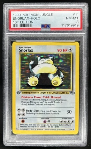 1999 Pokemon Jungle 1st Edition Snorlax #11/64 PSA 8