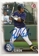 Ruddy Giron San Diego Padres 2016 Bowman Rookie Signed Card