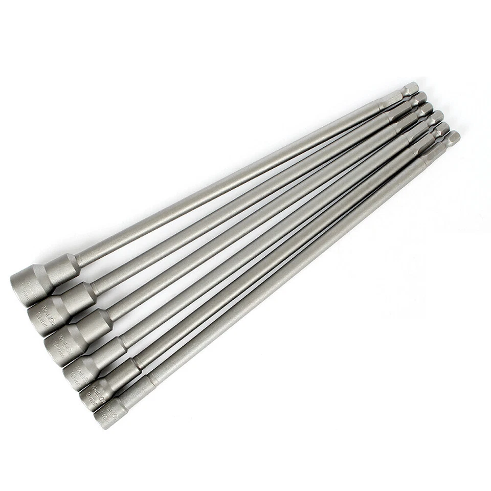 Magnetic 7mm-14mm Hex Nut Driver Bit Socket Extra Long Impact Drill 1/4" Bits - Image 2 of 4