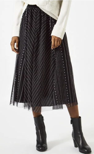 JIGSAW Simon Beck Tulle Midi Skirt Black And White UK 10, used RRP £120. VGC.