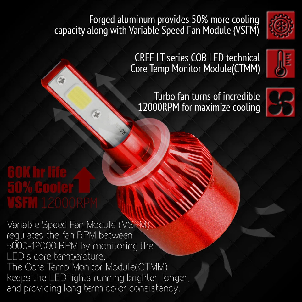 Kit de conversión de faros antiniebla LED HID XENTEC 881 6000K para Chevrolet Optra 2004-2007 Foto 3 de 4