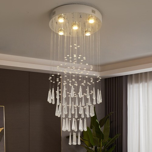 Modern Crystal Line Chandelier Lighting Flush mount Ceiling Light Pendant Lamp - Picture 29 of 43