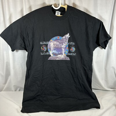Vintage Wolf Howling T Shirt Black Iron On Style Graphic XXL Tribal Indian Wild