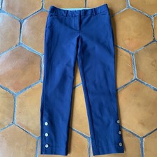 Talbots Navy Hampshire Ankle Pants Side Button Detail Stretch Comfy Slim Leg 6