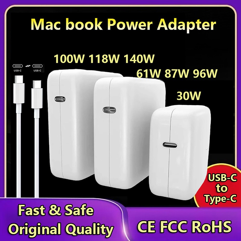 140W 61W 87W 96W USB-C Laptop Power Adapter Type-C PD Charger For Macbook