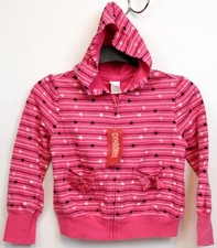 NEW 2007 Gymboree Tres Chic Striped Heart Hoodie sz 7 Zip up Bows Pink Jacket
