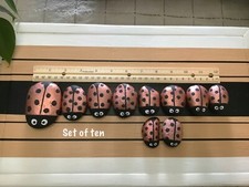 Hand Painted Rose Gold Ladybug Rocks, Set of 10, Various Sizes, Ladybug Garden