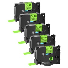 5PK Compatible with Brother PTouch Tze Tz D41 Fluorescent Green Label Tape 18mm