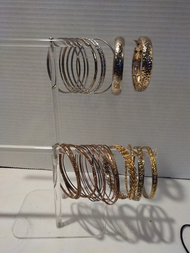 Gold And Silver Tone Bangle Bracelet Lot Fashion Jewelry - Picture 2 of 20