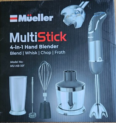 Mueller Multistick 800W 4-in-1 Immersion Blender Handheld, 12 Speed Black