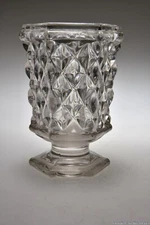 c. 1850s FLATTENED SAWTOOTH by Various FLINT COLORLESS Hex Foot 5.25” H Spill