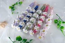 5 Color Macrame Flower Wristlet Phone Strap Wristlet Keychain Charm Flower USA