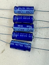 20 New NICHICON 100UF 16V 100 MFD 16V AXIAL ELECTROLYTIC CAPACITOR