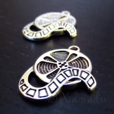 Movie Film Reel Charms 23mm Antique Silver Plated Pendants C7665 - 2, 5 Or 10PCs
