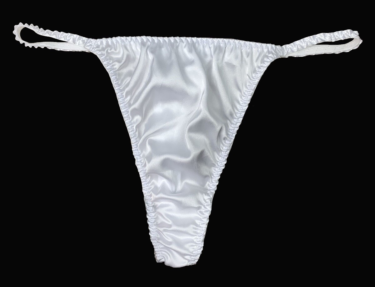 Satin String Bikini, Thong, & T-String White 3-Pack L/7 View 6