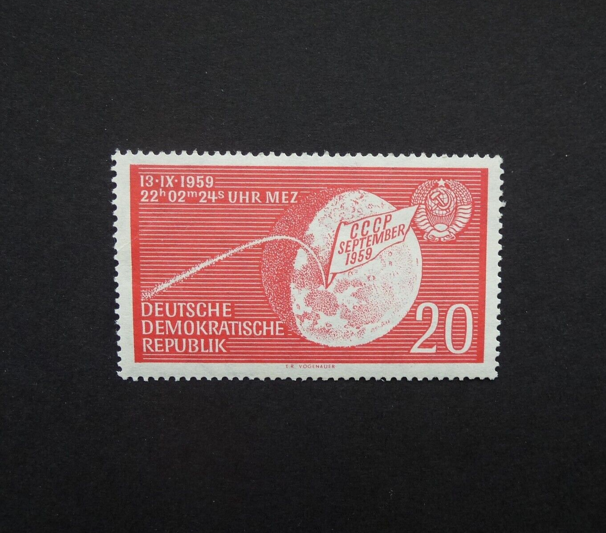 DDR/GERMANY 1959 Stamp Scott #454 Landing of the Soviet Rocket on