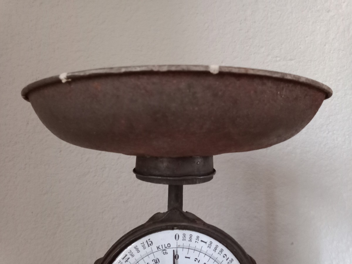 Ancienne Balance En Fonte Cadran Émaillé De Commerce