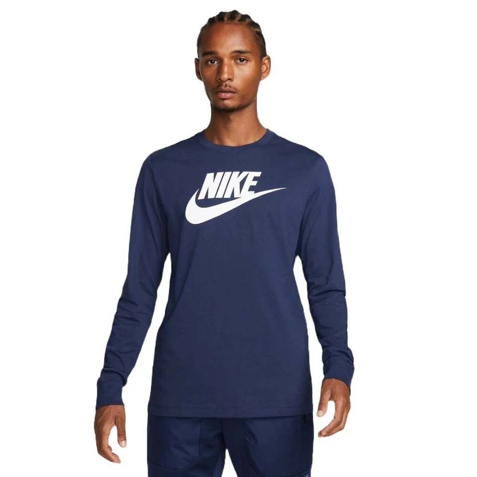 Nike Men's Long Sleeve Shirt Athletic Sportswear Swoosh Logo Sport Style T-Shirt