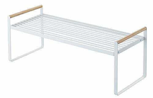 YAMAZAKI Home 3803 Tosca Wired Organizer Rack Bianco, Acciaio/Legno, (F4F)